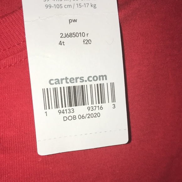 CARTERS 4T Boys Long Sleeve Tee (red) NEW/TAG Paws - Picture 11 of 11